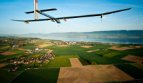 The Solar Impulse 2 flying just on solar power.